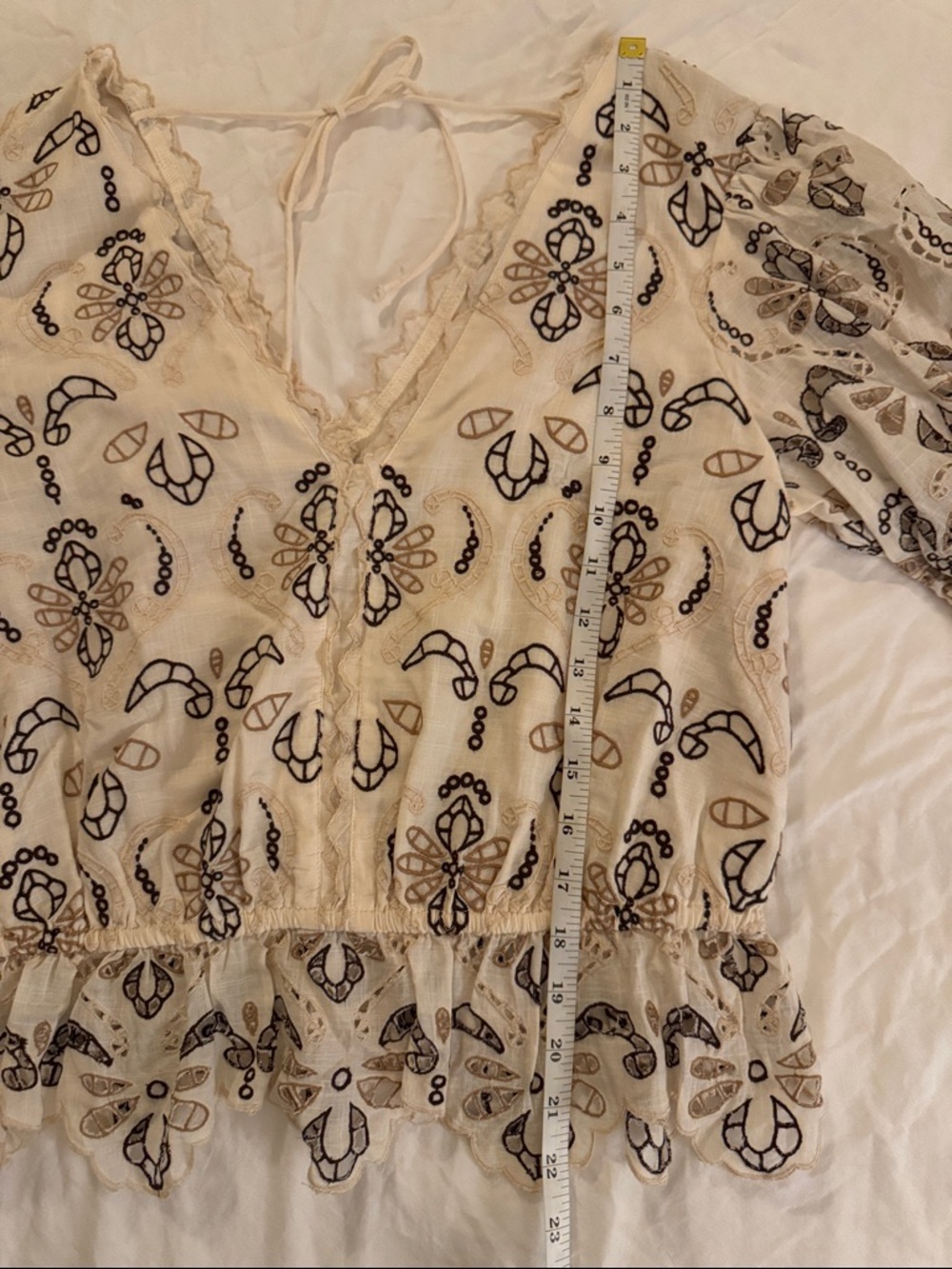 Anthropologie Cream and Black Embroidered Top - Picture 8 of 8
